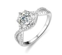 Ayoiow Wedding Anniversary Rings for Wife, 1ct Moissanite Half Eternity Band Infinity Queen Rings for Women, 18K White Gold | Size T 1/2