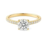 Ayoiow Wedding Anniversary Rings for Wife, Moissanite Solitaire with Half-Pavé Shank Queen Rings for Women, 9K Yellow Gold | Size 8.5 Q 1/2