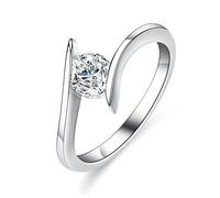 Ayoiow Wedding Band and Ring for Womens, 0.5ct Moissanite Solitaire Antique Ladies Rings for Her, Pt950 | Size V 1/2