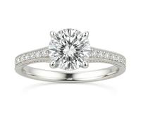 Ayoiow Wedding Band and Ring for Womens, Moissanite Solitaire with Half-Pavé Shank Antique Ladies Rings for Her, Pt950 | Size 8 P 1/2