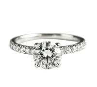 Ayoiow Wedding Band and Ring for Womens, Moissanite Solitaire with Half-Pavé Shank Antique Ladies Rings for Her, Pt950 | Size 9.5 S 1/2