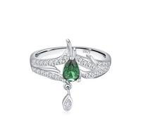 Ayoiow Wedding Band for Her Silver 925 with Cubic Zirconia, Silver Crown with Teardrop Zircon Engagement Ring for Her Size N 1/2, Suitable for Anniversary