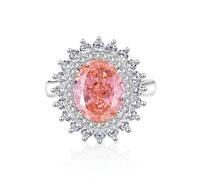 Ayoiow Wedding Band for Women Eternity, 5ct Created Padparadscha Sapphire and Moissanite Halo Big Stone Statement Pave forever Rings for Women, 14K White Gold | Size M 1/2