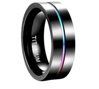 Ayoiow Wedding Band Men, Colored Groove Unique Engagement Rings for Men Real Titanium Steel No Gemstone 7mm Size N 1/2