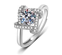 Ayoiow Wedding Band Unique for Women 14K White Gold, 4 Prongs Silver Lab Diamond Women Ring with Name for Her, Size I 1/2