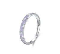 Ayoiow Wedding Bands for Women Size P 1/2 925 Sterling Silver, Purple Green Bohemian Colorful Enamel Plain Ring 50Th Anniversary Rings for Wife, Suitable for Birthday