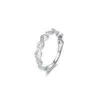 Ayoiow Wedding Ring Women 925 Sterling Silver Cubic Zirconia, Silver Infinity Symbol Engagement Ring for Her Size N 1/2, Suitable for Birthday