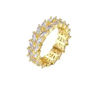 Ayoiow Wedding Rings 9K Yellow Gold for Women, Leaf White Moissanite Woman's Engagement Ring for Her, Size T 1/2