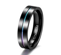 Ayoiow Wedding Rings Couple Titanium for Women Men, Man Wedding Band Titanium Colored Groove Steel 5mm Size U 1/2 U 1/2