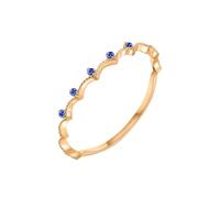 Ayoiow Wedding Rings for Women 14K Yellow Gold with Sapphire, Crown Shaped Thin Sapphire Gold Engagement Rings for Women, Size N 1/2