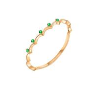 Ayoiow Wedding Rings for Women Oval 9K Yellow Gold with Emerald, Crown Shaped Thin Emerald Womens Wedding Bands Rings for Her, Size M 1/2