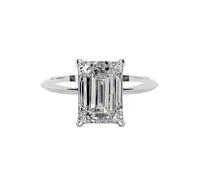 Ayoiow White Gold/950 Platinum Custom Rings Personalized with 3ct 4-Prong Emerald Cut Moissanite