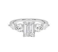 Ayoiow White Gold/950 Platinum Moissanite Ring Gold Emerald Cut, Ring | Solid Gold/Platinum, Hallmark Stamped, Certificate Included, Moissanite, Comfort Fit Stackable Ring, Gift Ready Packaging