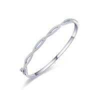 Ayoiow White Gold Charm Bracelet for Womens, Moissanite Infinity Twisted Delicate Leather Bracelets Braid, 18K White Gold | Size 18CM