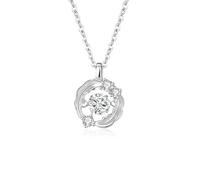 Ayoiow White Gold Necklaces for Women Elegant Floating Setting Feather Angels Wings, Angel Wing Necklace for Women in White Gold, Green Moissanite and Diamond