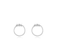 Ayoiow White Gold/Platinum Earring Studs Gold for Women with White Moissanite, Simple Circle Cluster Stackable Earrings for Women
