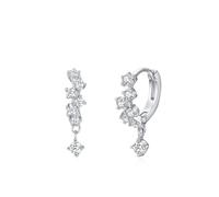 Ayoiow White Gold/Platinum Earrings Stackable for Women White Moissanite, Earring Hoops for Women, Vertical Star Cluster