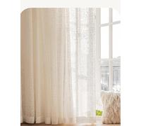 Ayoiow White Polyester Curtain Bedroom, Jacquard Textured French Door Window Curtains for Living Room Polyester, 34W x 84L inch (86 x 214 cm) Grommet