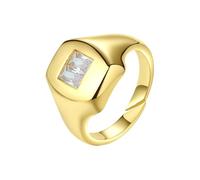 Ayoiow Woman's Jewelry Wedding Rings 9K Yellow Gold with Moissanite, Rectangle White Gold Wedding Rings for Women Engagement, Size Q 1/2