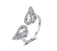Ayoiow Women Rings Anniversary 14K White Gold, Wing Open Silver Moissanite Wedding Band Unique for Women, Size M 1/2
