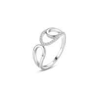 Ayoiow Women's Anniversary Ring Cubic Zirconia 925 Sterling Silver, Silver Infinite Symbol Channel Womens Wedding Rings Bands for Girlfriend Wife Her, Size P 1/2, Suitable for Birthday