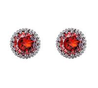 Ayoiow Womens Earrings Overnight 14K White Gold for Women, Small Simple Red Lab Ruby Stud Earrings for Her