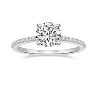 Ayoiow Womens Promise Rings Sterling Silver, Ceramic Steal Couple Rings for Her Round Silver Size J 1/2