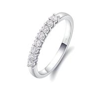 Ayoiow Womens Rings Engraved Personalized Diamond, 9K White Gold Half Eternity Womens Promise Rings, Size I 1/2