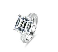 Ayoiow Women's Wedding Bands Gold, 5ct Moissanite Big Stone Channel Setting Stones Anniversary Ring White Gold for Her, Size K 1/2