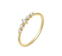 Ayoiow Women's Wedding Ring 14K Yellow Gold Round with 0.05ct Diamond, Band Wedding Rings Women Size K 1/2