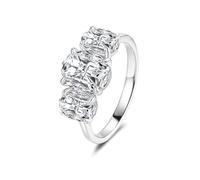 Ayoiow Womens Wedding Ring, 4ct Moissanite Trilogy Three Stone 14K Gold Ring for Mom, 14K White Gold | Size R 1/2