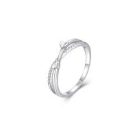 Ayoiow Zirconia Ring Band for Women Sterling Silver with Cubic Zirconia, Cross Heart Shape 925 Silver Rings for Girlfriend Wife Her, Size P 1/2, Suitable for Anniversary