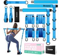 Ayombo Pilates Equipment, Adjustment Pilates Bar Kit with Resistance Bands Heavy Duty, Train Resistance Bar for Legs, Hip, Waist Back, Arm, Abs, Chest, Shoulders，Portable Home Gym Workout Equipment