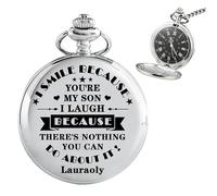 Ayorior Personalized Engraved to My Son Pocket Watch for Him from Father, Custom Name Dad to Son Stainless Steel Pocket Watch Gift Fathers Day Birthday Graduation Sons Gift from Dad Papa Daddy
