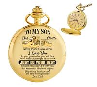 Ayorior Personalized Engraved to My Son Pocket Watch for Him from Father, Custom Name Dad to Son Stainless Steel Pocket Watch Gift Fathers Day Birthday Graduation Sons Gift from Dad Papa Daddy