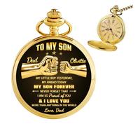 Ayorior Personalized Engraved to My Son Pocket Watch for Him from Father, Custom Name Dad to Son Stainless Steel Pocket Watch Gift Fathers Day Birthday Graduation Sons Gift from Dad Papa Daddy