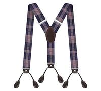 AYOSUSH Suspenders for Men Button End Heavy Duty Big and Tall Adjustable Elastic - Multicoloured - One size