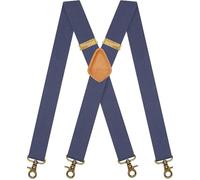 AYOSUSH Vintage Suspenders for Men Heavy Duty 4 Snap Hooks for Belt Loops Adjustable X Back, Denim Blue, One Size