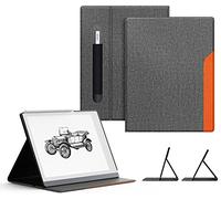 Ayotu Book Folio Case for Remarkable 2 Paper Tablet 10.3" 2020 Released, Premuin Fabric Smart Cover with Pen Pocket, Stable Folding Stand Design (Not for Remarkable 1), Gray & Orange