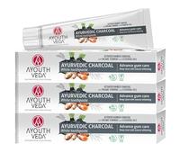 Ayouthveda Ayurvedic Charcoal Toothpaste - Organic Bamboo Charcoal for Natural Whitening & Gum Health, Non-Fluoride, Vegan, Pack of 3 (3 x 100 g)