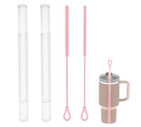 AYOYO Silicone Brush for Replacement Straw with Telescopic Case, 1 Set 6 * 250mm for Stanley YETI Starbucks 16oz 20oz 30oz, 1 Set 9 * 250mm for Owala 20oz 24oz 32oz, Food-Grade Deep Clean Brush(Pink)