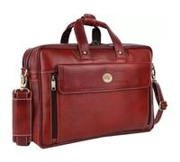 AYPIO DIER Real Leather Expandable Laptop Briefcase for Men | Genuine Leather Office Bag with 16 Inches Laptop Compartment | Messenger/Executive/Cabin Bag With Warranty - ADI04IL, Walnut Brown, L