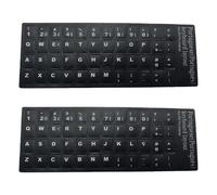 AYPOHU 2Pcs Portuguese Keyboard Layout Stickers Keyboard Replacement For Notebook Desktop Computer Black Background White