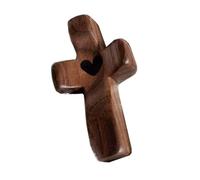 AYPOHU Prayer Holding Wooden Cross With Heart Comfort Pocket Handheld Crosses Fingertip Stress Relief Toy Encouragement Gifts