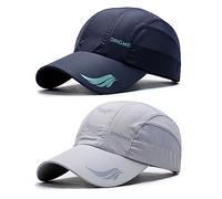 AYPOW 2 Pack Unisex Quick Dry Baseball Cap, Sport Quick Dry Hat with Soft Brim Lightweight Breathable Running Caps Unisex, for Men & Women Running Climbing Hiking
