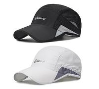 AYPOW 2 Packs Quick Dry Mens Baseball Cap,Sports Lightweight Running Caps Hat,Breathable Folding Mesh Adjustable Sun Hats, Summer UV Protection Outdoor Hats For Hiking Walking Climbing