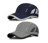 AYPOW 2Pack Quick Dry Baseball Cap Unisex, Lightweight Breathable Packable Running Hat, Sun Protection Summer Visors Sport Cap, Unstructured Adjustable Baseball Hat Men Women Outdoor Hiking Climbing