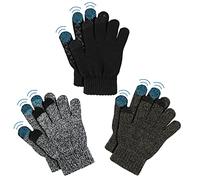AYPOW 3 Pairs Kids Winter Warm Magic Gloves, Stretchy Thermal Fleece Lining Touch Screen Full Finger Knitted Gloves Mittens for 4-8 Years Old Boys Girls Children, Winter Fit Daily Wearing