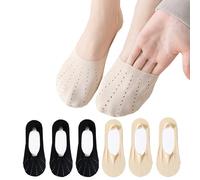 AYPOW 6 Pairs No Show Nylon Ice Silk Socks for Women, Low Cut Liner & Cut Arbitrarily Invisible Breathable Socks, Non Slip Cotton Bottom Casual Ankle Sock Boat Sock for High heels Flat Loafers Shoes