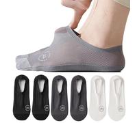 AYPOW 6 Pairs No Show Nylon Socks Mens, Ultra Large Area Mesh Breathable Ice Silk Low Cut Liner Invisible Socks, Non Slip Cotton Bottom Casual Ankle & Boat Sock for Loafers Sneakers Leather Shoes